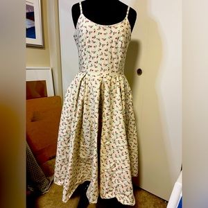 Pink and Crème Rosebud Print Priscilla Midi Dress